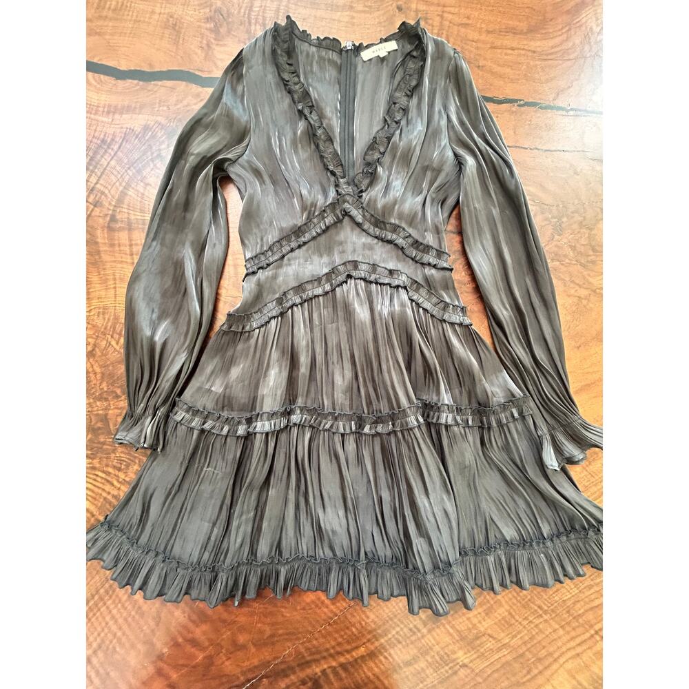 Mable Black Ruffled Tiered Mini Dress Size Small Anthropologie LBD